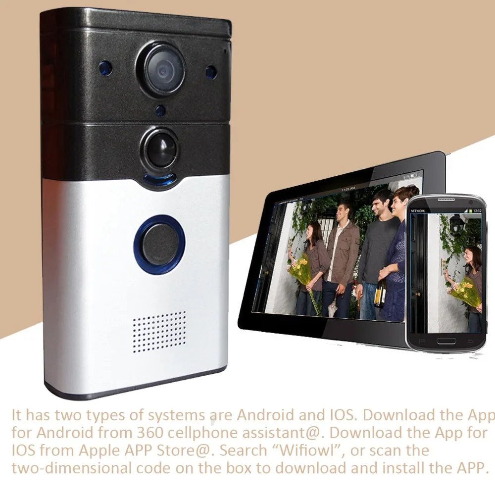 Zj008 A 720p Wifi Video Doorbell Wireless Intercom Doorbell Pir