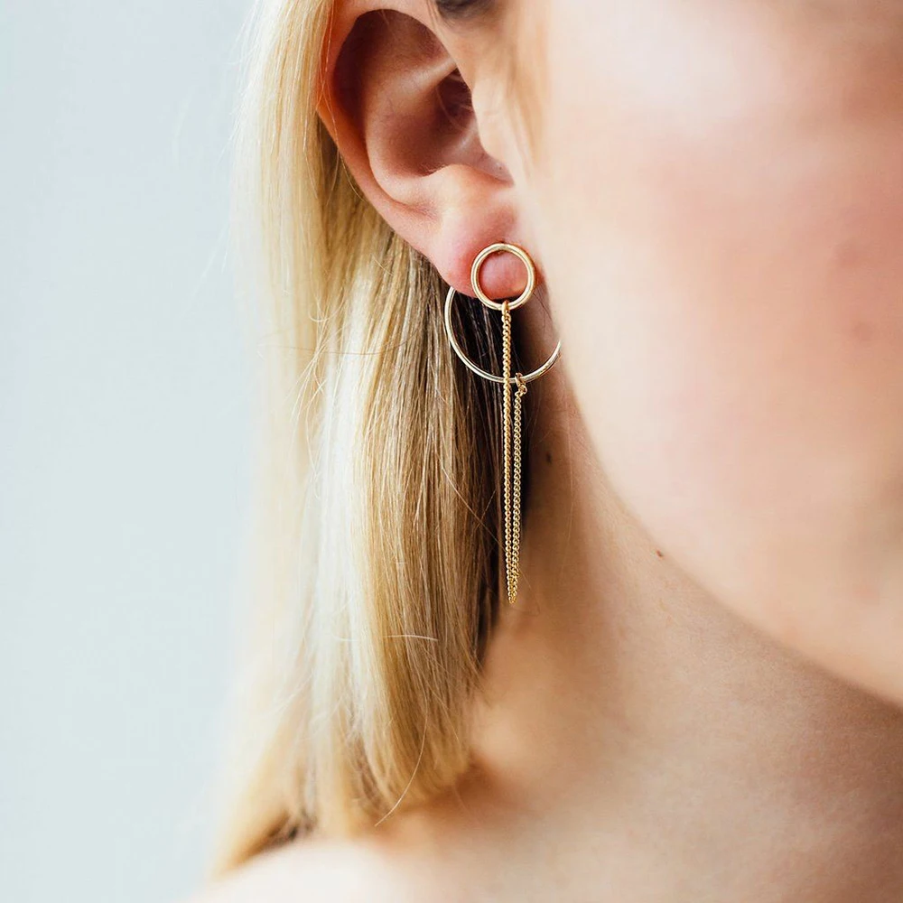 

Bls-miracle New Bohemian Geometric Ring Chain Earrings 2019 For Women Lover Drop Dangle Fashion Earring Gold Jewelry Wholesale