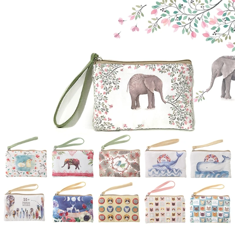 

Women Canvas Wallet Small Bags Zip Card Coin Holder Purse Handbag Phone Pouch