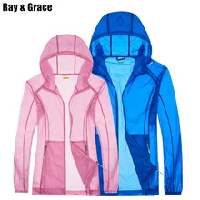 RAY GRACE летняя тонкая походная куртка быстросохнущая УФ Защита от солнца для кемпинга отслеживание рыбы во время рыбалки кемпинга мужская куртка с капюшоном для женщин