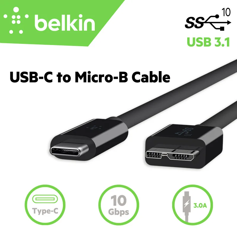 

Belkin Original USB-C to Micro-B Charge Cable 10Gbps USB 3.1 Type-C for External Storage Hard Drive for MacBook Pro F2CU031