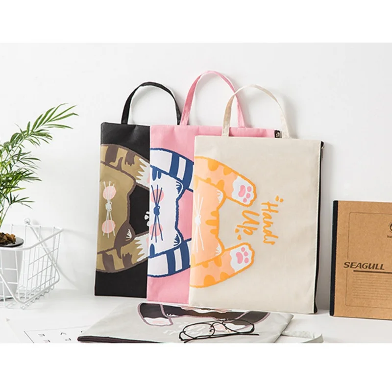 

Portable Large Capacity File Bag Multi-Function Oxford Cloth Bag Side Zipper Student Storage Bag Ecofriendly Home Office Storage