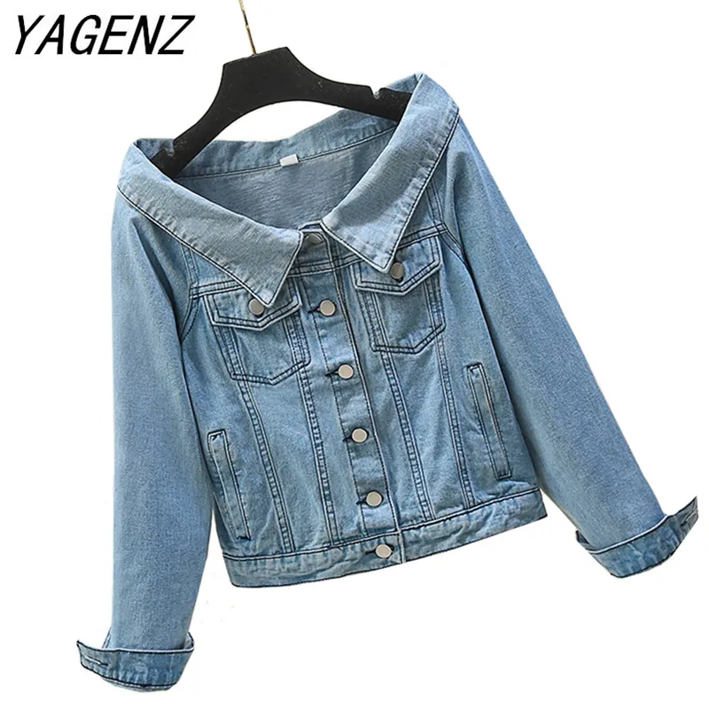 

Women Denim Jacket Short Outerwear Spring Autumn Loose Jeans Jacket Single-breasted Vintage Denim Basic Coat Casual Student Tops