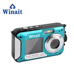 Winait HD 24mp Водонепроницаемая камера цифровая с двойным дисплеем и 16g карта/дополнительная батарея Бесплатная доставка