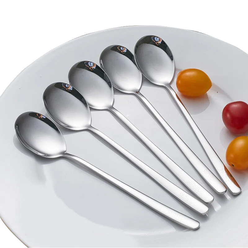 New 5pcs 8'' 304 Stainless Steel Long Handle Spoons Flatware Set Korean
