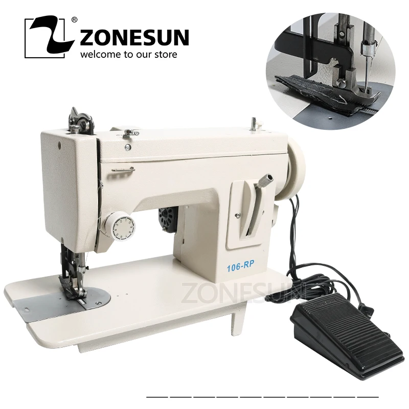 US $224.84 ZONESUN 106RPstraight Household Sewing Machine Fur Leather Fell Clothes Thick Sewing Tool Thick Fabric Material Stitching Tool