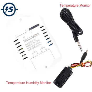 

16A Temperature Humidity Monitor IoT Wireless WIFI Intelligent Control Switch AM2301 AC 85V-250V for Android Smartphones