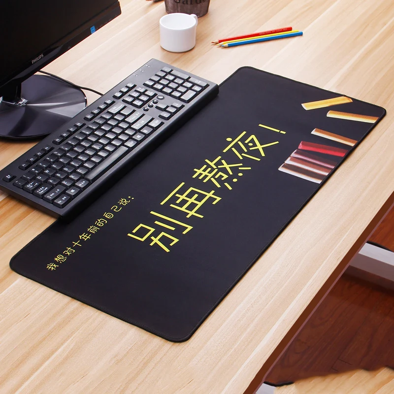 

Hot Selling Don't stay up late Extra Large Mouse Pad Gaming Mousepad Anti-slip Natural Rubber Gaming Mouse Mat with Locking Edge
