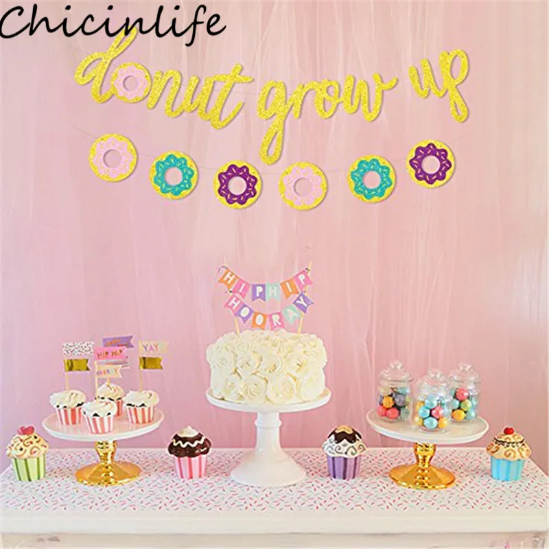 Chicinlife 1 Набор пончик Grow Up баннер для вечеринки в честь Дня рождения ребенка подарок для детей 1 день рождения Декор пончик принадлежности для тематической вечеринки