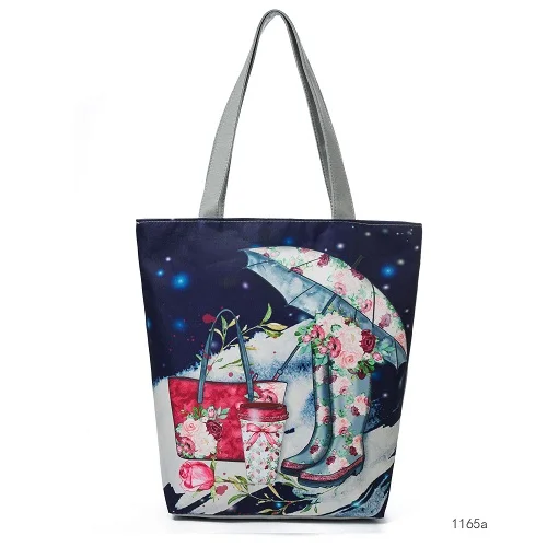 Miyahouse цветочно-зонт с принтом женские сумки через плечо из парусины летние цветные пляжные маленькая сумочка для девушек Повседневное Сумка-тоут Сумки из натуральной кожи Для женщин - Цвет: 1165a