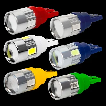 

T10 501 Super Bright 6 SMD 5630 LED Projector Lens Auto Wedge Lamp WY5W W5W 6SMD 5730 LED Car Marker Lights Parking Bulb DC 12V