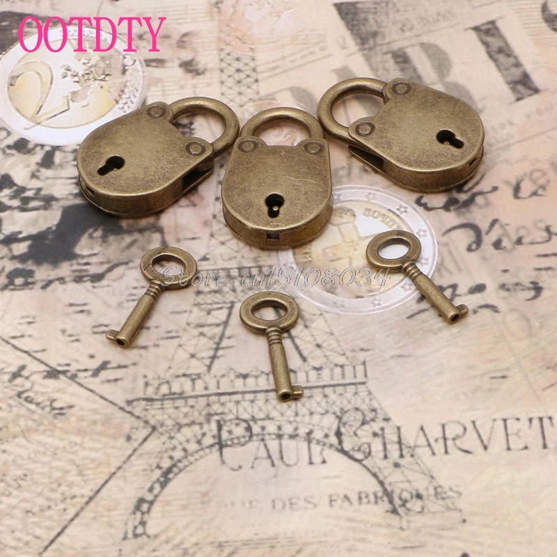 Old Antique Vintage Style Mini Padlock Key Locks Lot of 3 New