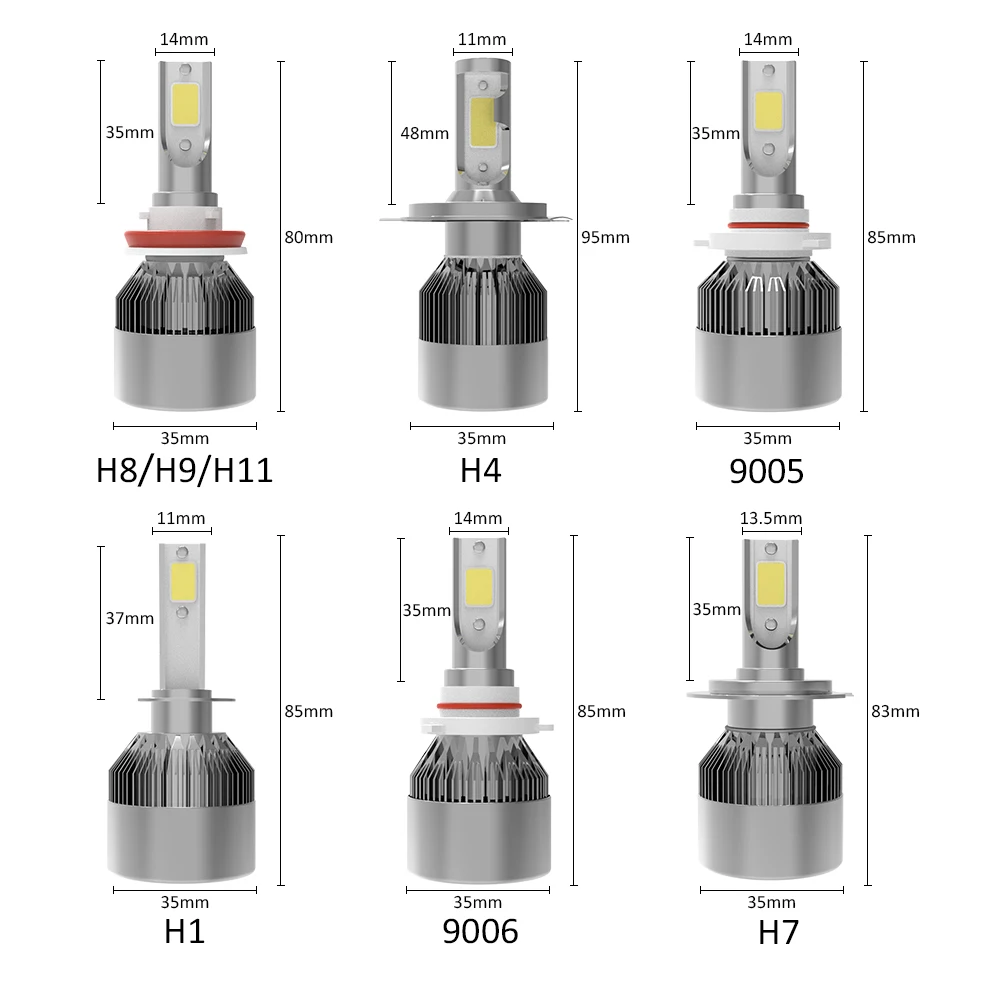 2 шт./лот C6 светодиодная Автомобильная фара H7 led H4 Лампа H1 H11 HB3 9005 HB4 9006 72 Вт 4000lm 8000lm