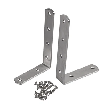 

Stainless Steel Corner Brace 150 x 100 x 25mm L-Shaped Brackets Right Angle Brace Brackets Fastener 2 Pieces,with 12 Screws