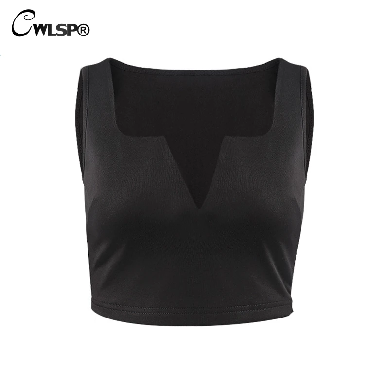 CWLSP сексуальные летние укороченные белые однотонные Короткие топы с v образным