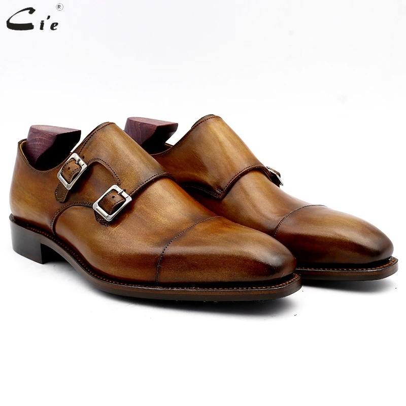 cie monk shoes for man patina brown dress shoe genuine calf leather outsole men suits formal leather work shoe handmade No. 3