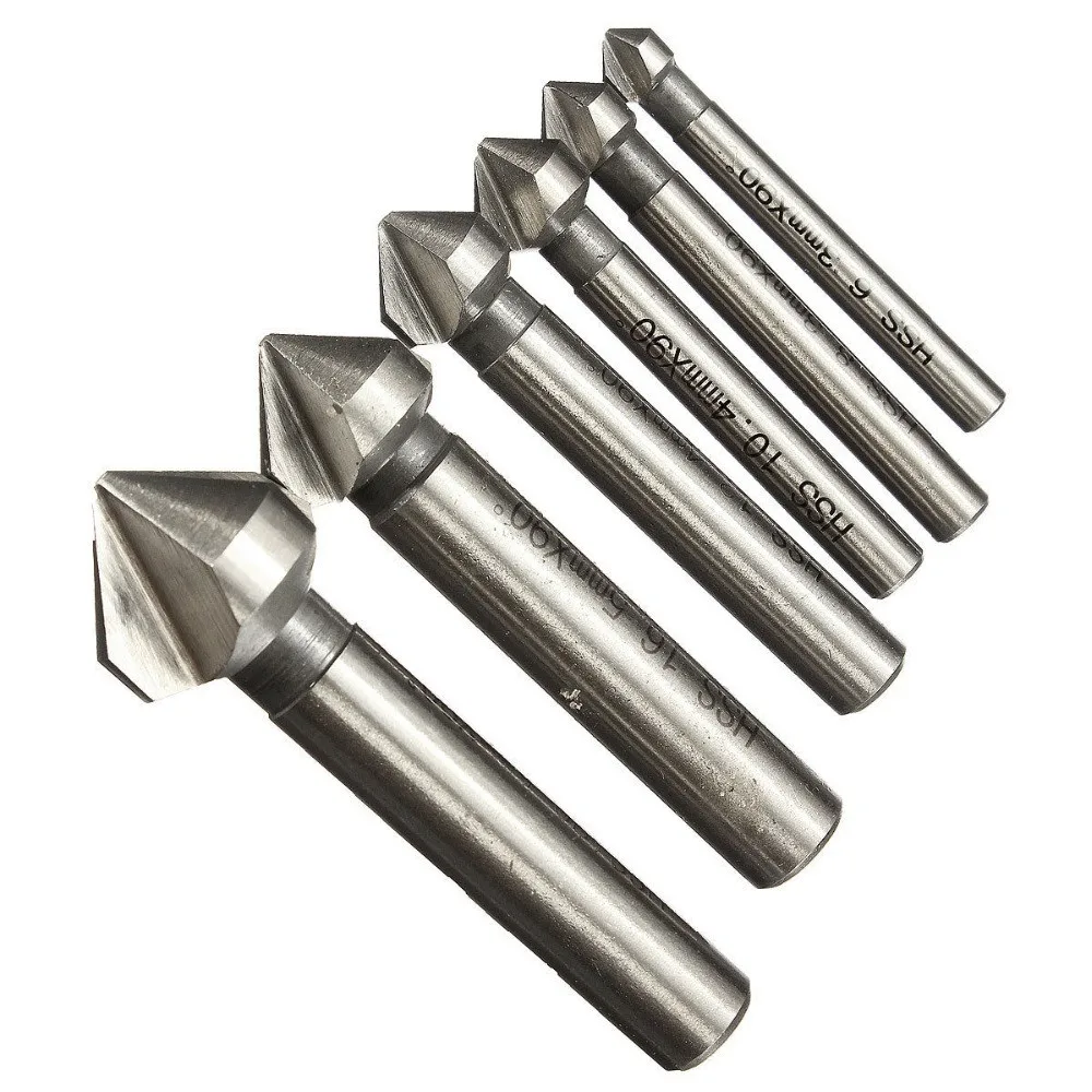 6pcs-speed-drills-titanium-3-flute-90-degree-HSS-Metals-Titanium-Three-Edge-Chamfer-Chamfering-Drill