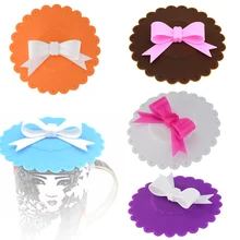 Горячая милый бант кружева Пылезащитная многоразовая силиконовая крышка чашки DIY сплайсинга теплоизоляция крышка чашки Уплотнение Крышка