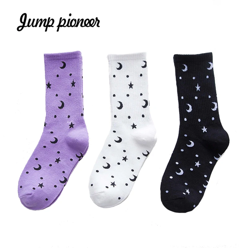 Корейские модные звезды и луна дизайнерские носки женские счастливые носки осенние носки скейтбордиста женские экипажа хлопковые носки