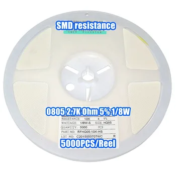 

1 Reel 0805 2.7k 2.7K Ohm 5% 1/8W SMD Resistance 5000PCS/Reel