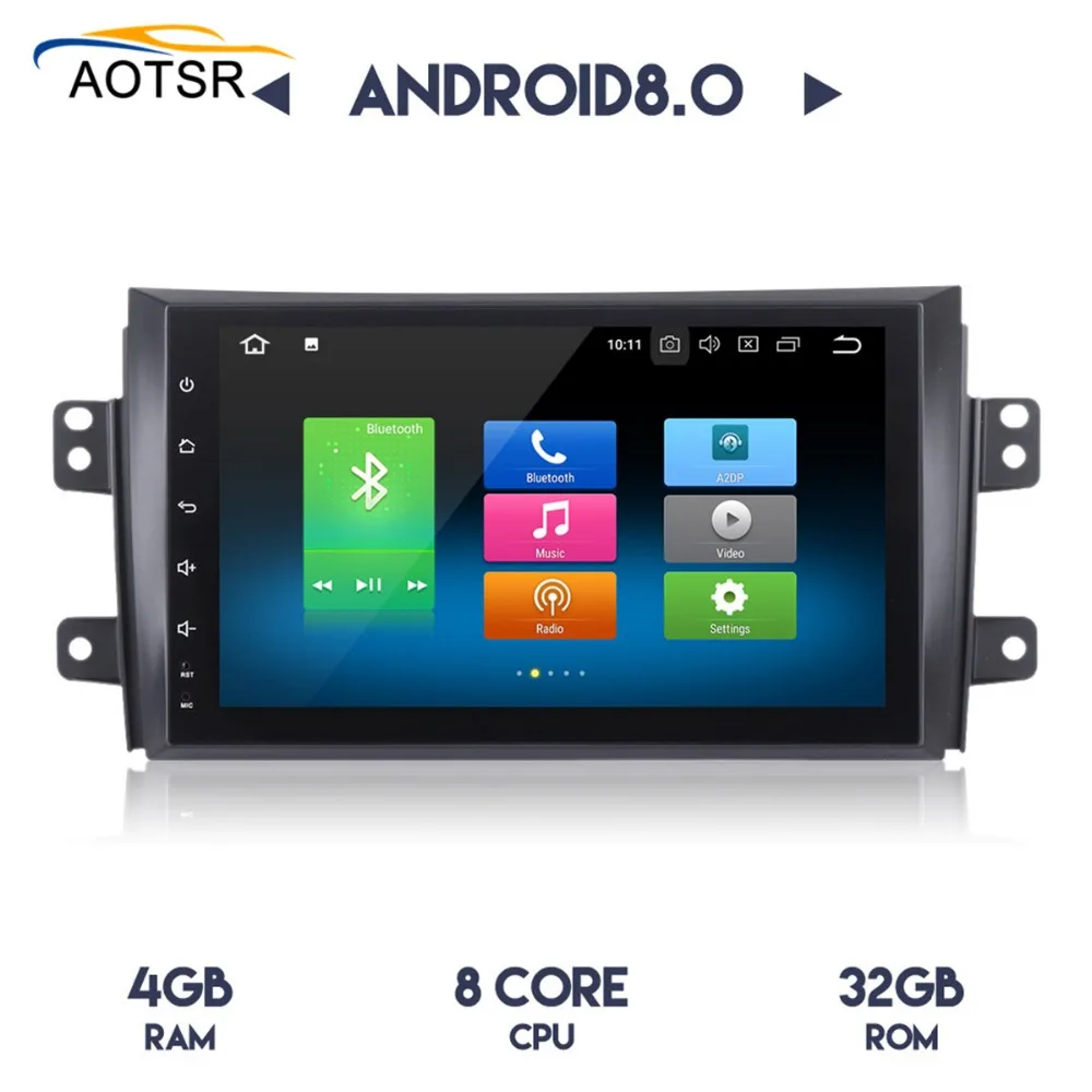 Best IPS Screen 9" Android 8.0 Car GPS Radio Player headunit for Suzuki SX4 2006-2011 with Octa Core 4GB+32GB Auto Stereo Multimedia 4
