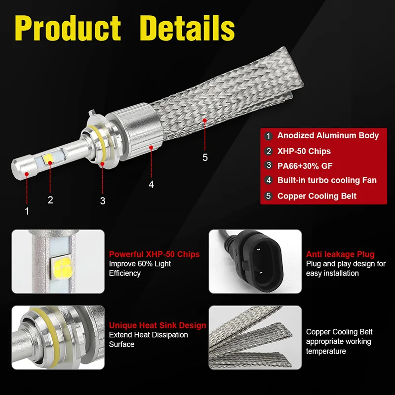 Car-LED-bulbs-104W-12000LM-For-CREE-XHP50-Chips-LED-Headlight-4300K-6000K-Lamps-H1-H4 (2)