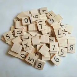 MYMF-100 Деревянный цифровой Scrabble Плитки черный символ и номера для изделия из дерева