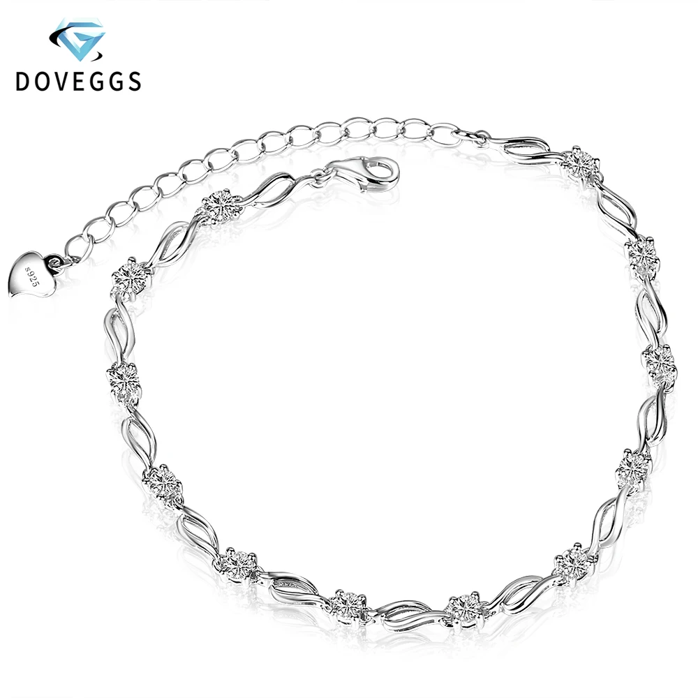 

DovEggs Sterling 925 Bracelets Platinum Plated Silver 12 Pieces 3MM GH Color Moissanite Bracelets for Women Luxury Gift