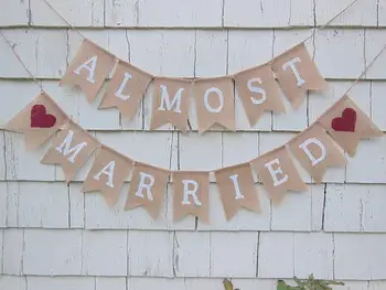 

custom Almost Married BRIDAL SHOWER wedding burlap Banners Just Hitched Cheers bitches engagement Buntings garlands Photo Prop
