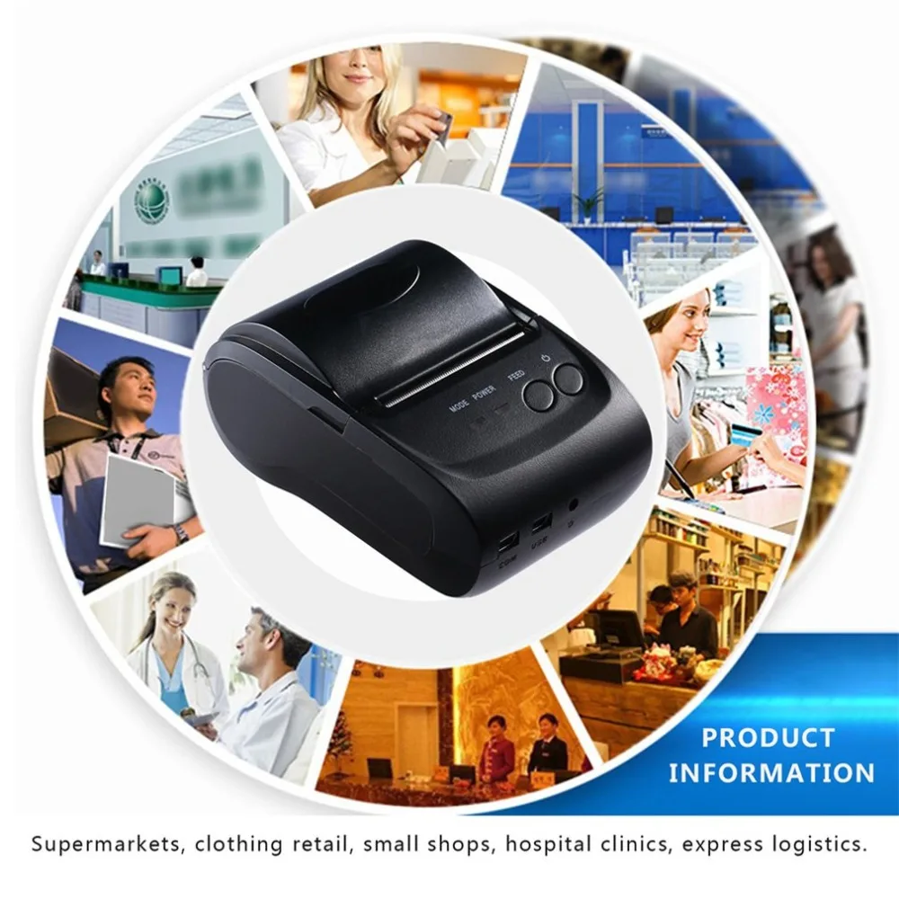 

ZJ-5802 LD Portable Mini Printer 58mm Bluetooth 4.0 Android Cash Register POS Receipt Printers Ticket Thermal Printer