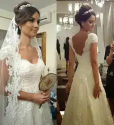 Платье Vestido De noiv A-Line Белый Кружево длинные с Beadings Элегантный аппликация короткий рукав молния свадебное платье для матери невесты платье