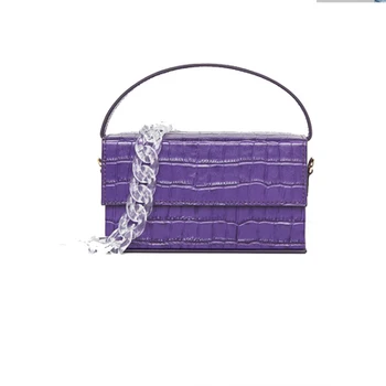

Fashion Crocodile Box Women Handbags Designer Acrylic Strap Ladies Hand Bag Luxury Pu Leather Female Small Shoulder Bag 2019 Sac