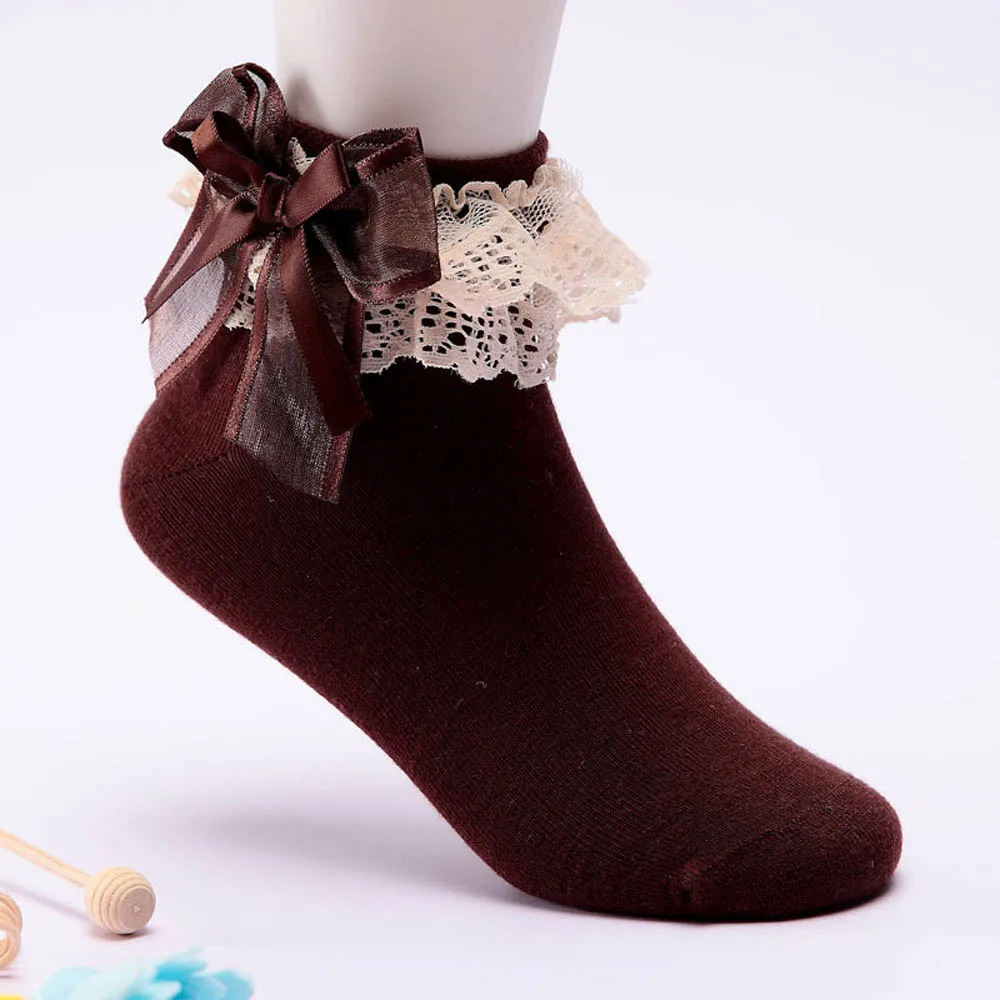 CO Arloneet Newborn princess lace socks Baby Girls Bowknot Lace Cotton Baby Kids Girls Floor Socks x1001 - Цвет: CO