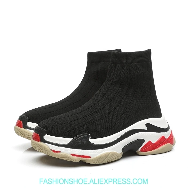 

Rome Style Sock Ankle Boots High Plaform Sneakers Fashion Knitting Sock Slim Fall Winter Boots Cool Ladies botas mujer 2018 New