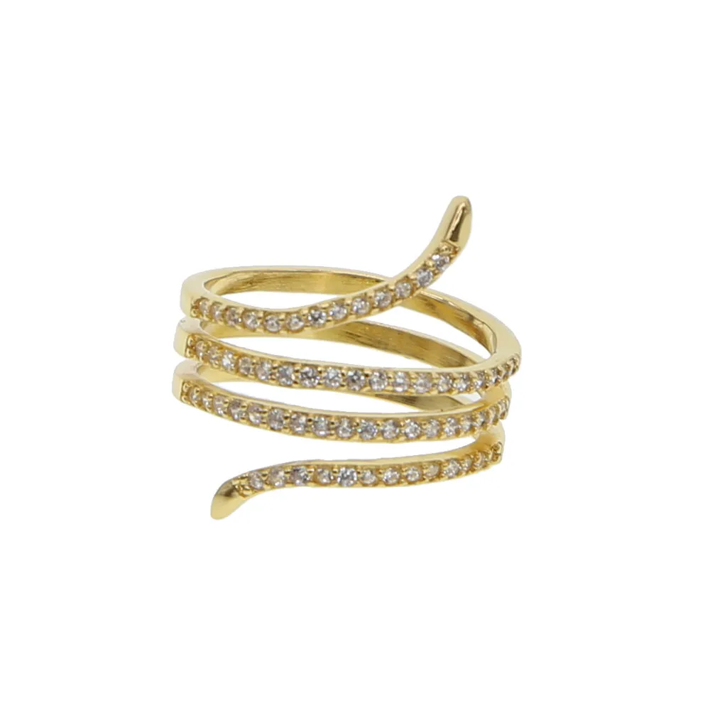 

free shipping gold color plated delicate ring women jewelry sparkling girly ring party sexy gift 2018 dainty snake shape aaa cz