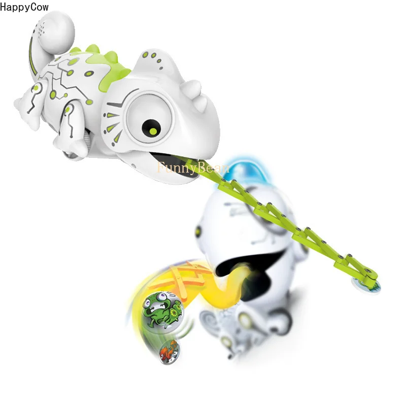 

R/C Chameleon Plastic Cartoon Toy Catch Food by Magnetic 4pcs Iron Insect Funny House Playing Game for LIttle Baby Animal Robots