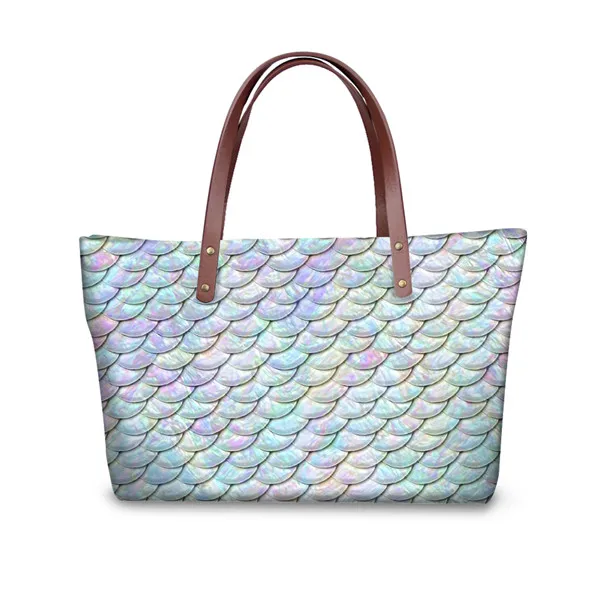FORUDESIGNS Waterproof Large Street Shoulder Bag for Women Novel Fish Scale 3D Print Shopping HandBag Female Protable Purse - Color: CDYH0577AL
