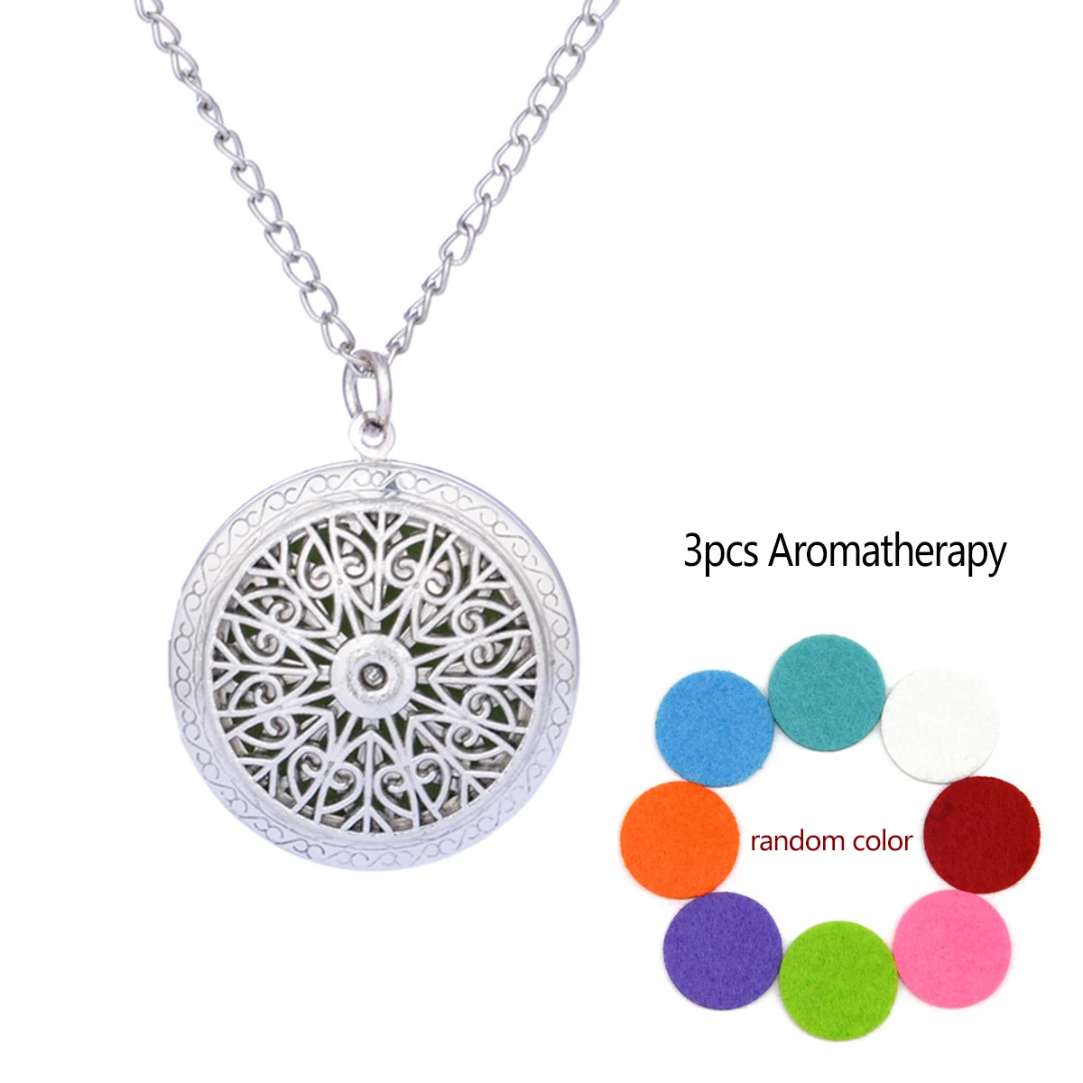 Aromatherapy Locket Necklace Hollow Round Pendant With Pads Oil Essential Diffuser Open Pendant Necklace Fashion Jewelry