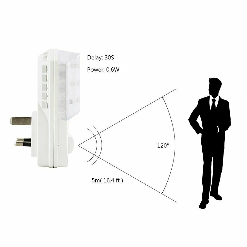 9 светодиодный PIR датчик движения ночник для спальни, прихожей розетка настенная лампа Великобритания штекер человеческий инфракрасный телесный датчик света Горячая