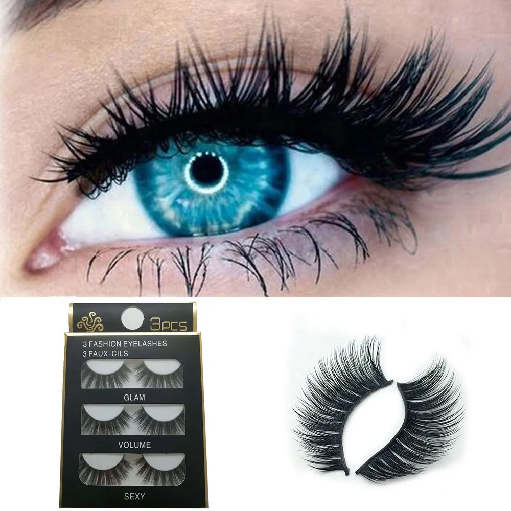 

3Pair Luxury 3D false eyelashes Lashes mink eyelashes Fluffy Strip Eyelashes maquiagem makeup Long Natural Party maquillaje #6