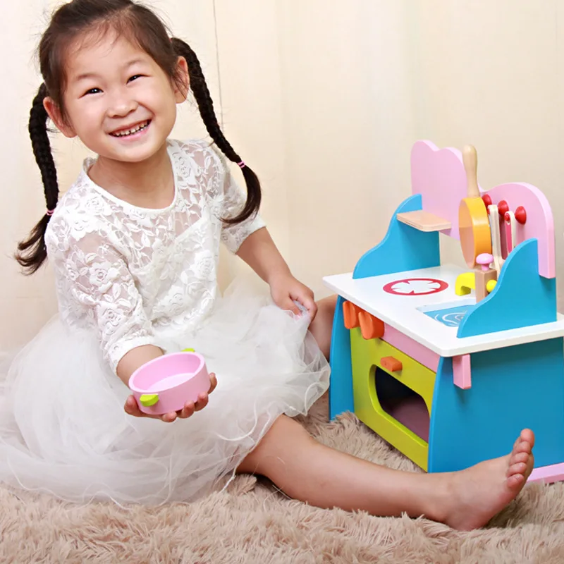Младенческий Сияющий набор игрушечной посуды Деревянная Кухня Моделирование игрушка детские игровые блоки для дома Детская образовательная игра игрушка Наборы