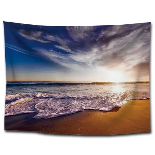 Тропический летний настенный гобелен Подвесной Настенный Ковер настенная ткань небесное небо облака Золотой пляж Закат океан пейзажные волны ткань - Цвет: Sunset