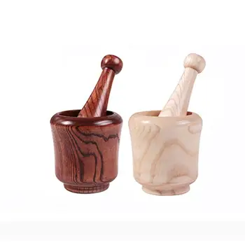 

1 Pc Garlic Masher Creative Multifunctional Household Solid Wood Garlic Bowl Kitchen Gadget Garlic Pot Medicine Jar