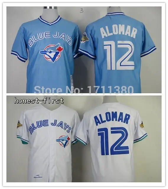 Toronto Blue Jays throwback jersey 12 Roberto Alomar jersey Retro