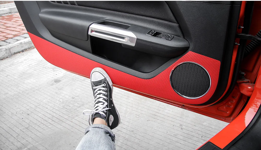 SHINEKA интерьерные молдинги для Ford Mustang углеродное волокно двери автомобиля анти-удар анти-грязный стикер для Ford Mustang