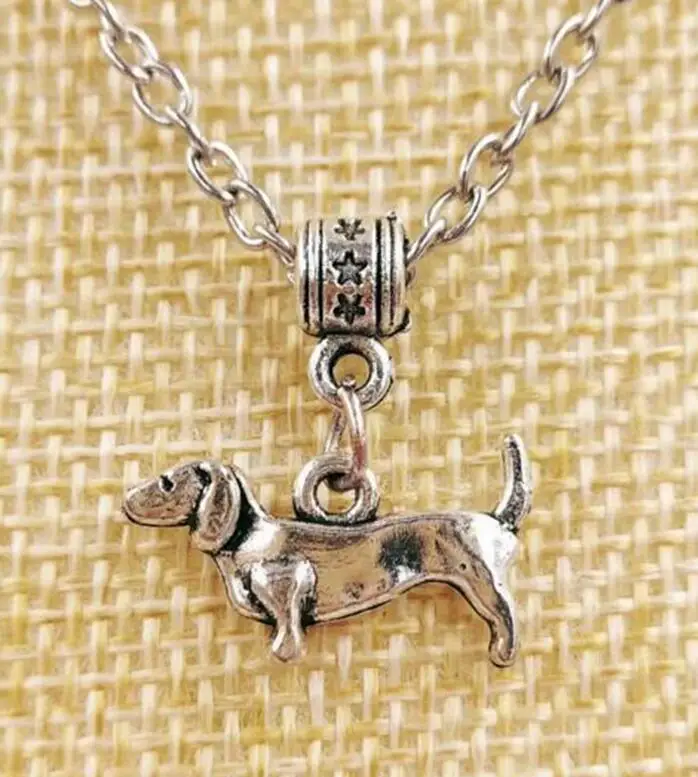 

Vintage Silvers Dachshund Dog Necklace Pendant Charms Choker Sweater Chain Statement Necklace DIY Women Jewelry Gifts
