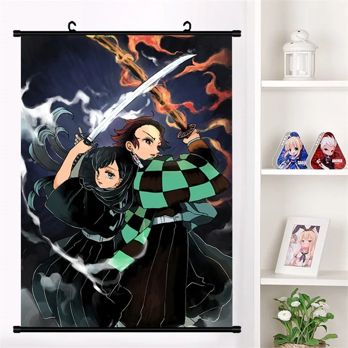 Японское аниме Demon Slayer: Kimetsu no Yaiba Kamado Tanjirou Kamado Nezuko настенный свиток плакат Настенные подвесные плакаты домашний декор - Цвет: N