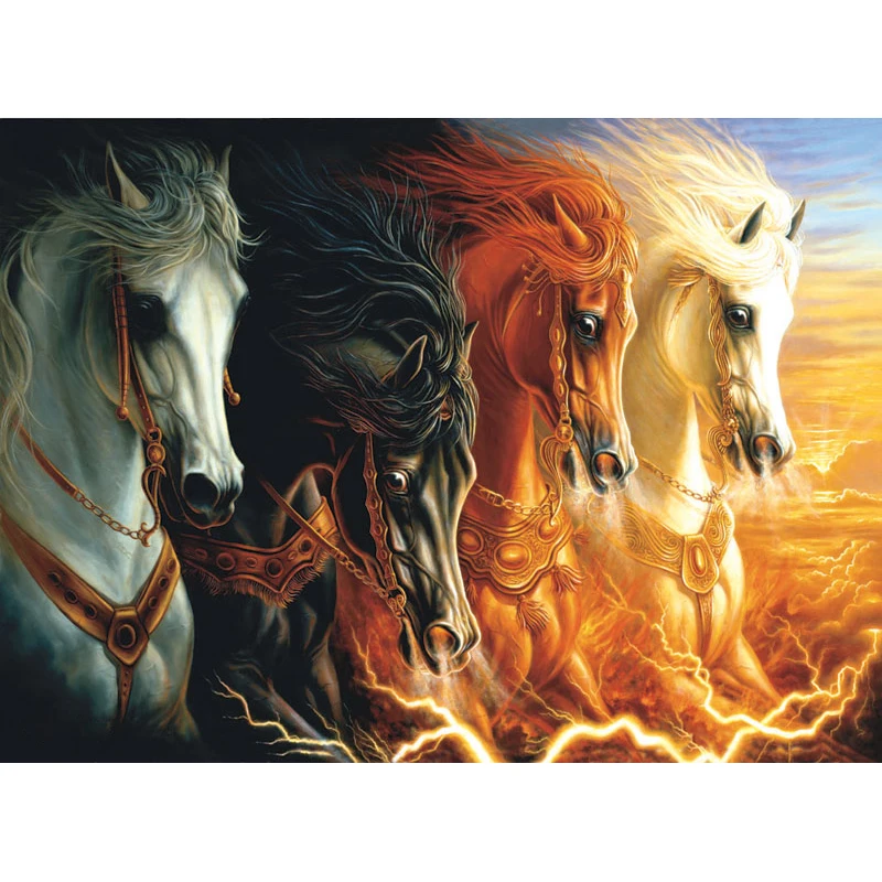 

New Diamond Mosaic Cross Stitch Kits "Four Horses of the Apocalypse" Diamond Mosaic Gift Full Diamond Painting Home Decorate