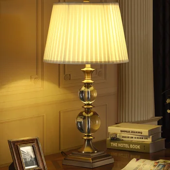 

American Luxtry K9 Crystal Ball Table Lamp Electroplated Metaltable Lights Bedroom Restaurant Decoration E27 Lighting Fixtures