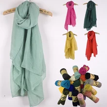 Multicolor 180*100 cm Large size high quality cotton and linen Winter scarf shawl and female literary pure color linen scarves